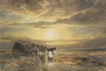 ベリック海岸で獲物を積み込む サミュエル・ボーの風景 Oil Paintings